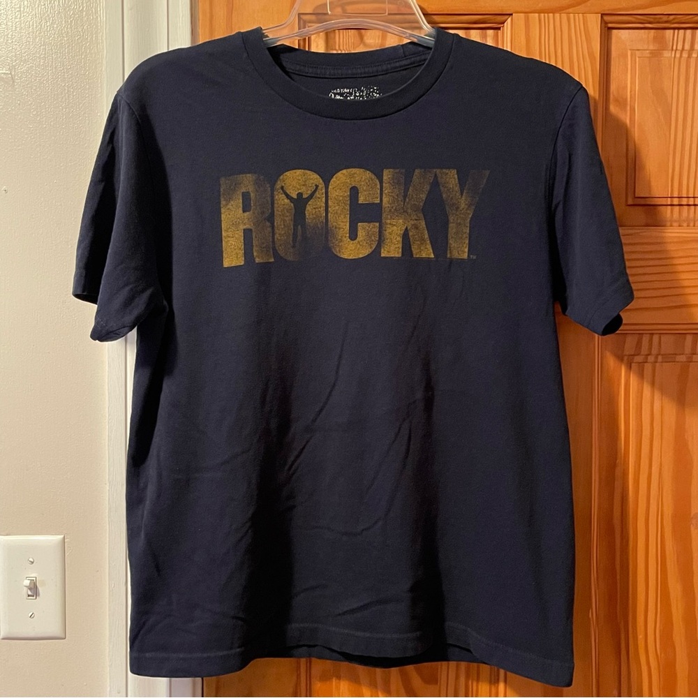 Old Navy Black Tee with Gold Rocky Graphic